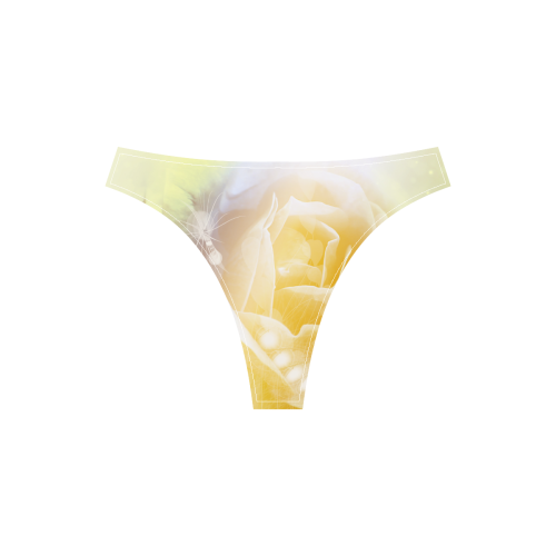 Soft yellow roses Sport Top & High-Waisted Bikini Swimsuit (Model S07)