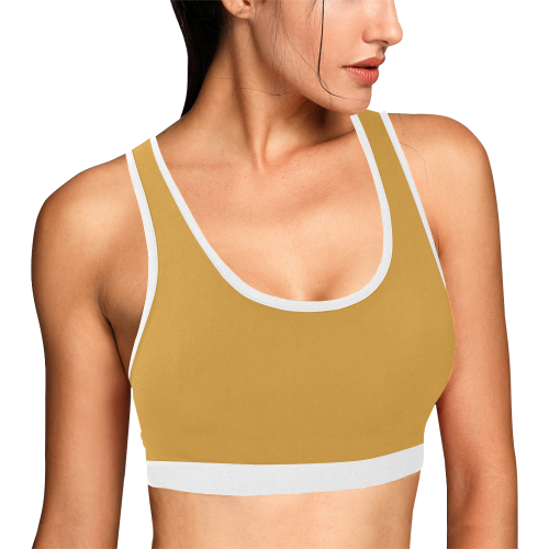 Color Solid Mango Mojito White Women's All Over Print Sports Bra (Model T52)