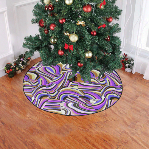 Groovy Retro Renewal - Purple Waves Christmas Tree Skirt 47" x 47"