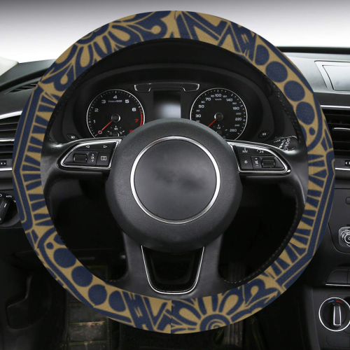 Scandinavian Ethno Mosaic Pattern 2 Steering Wheel Cover with Anti-Slip Insert