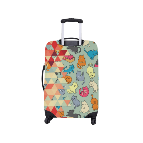 Hipster Triangles and Funny Cats Cut Pattern Luggage Cover/Small 18"-21"
