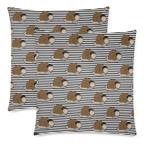 Escargot ~ French Snail Custom Zippered Pillow Cases 18"x 18" (Twin Sides) (Set of 2)