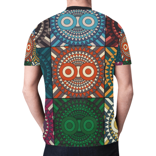 Polychrome Owl Mask New All Over Print T-shirt for Men/Large Size (Model T45)