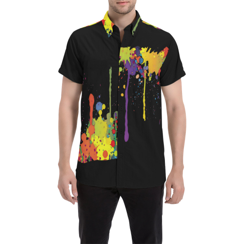 Crazy multicolored running SPLASHES Men's All Over Print Short Sleeve Shirt (Model T53)