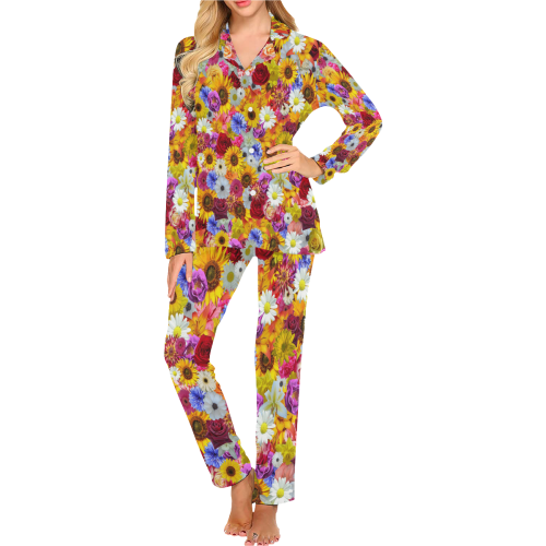 Bright Spring Fantasy Garden Women's Long Pajama Set