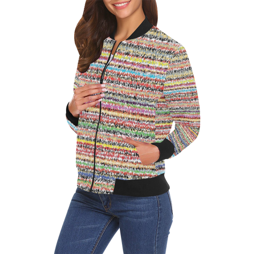 Patterns of colorful lines All Over Print Bomber Jacket for Women (Model H19)