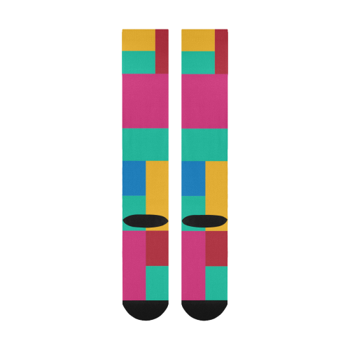 Rainbow Color Blocks Over-The-Calf Socks