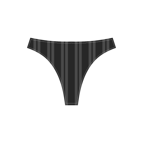 Gray/Black Vertical Stripes Sport Top & High-Waisted Bikini Swimsuit (Model S07)