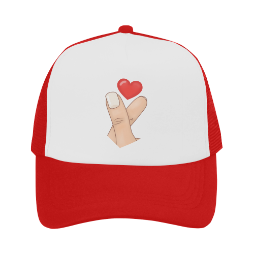 Finger Heart / Red Trucker Hat