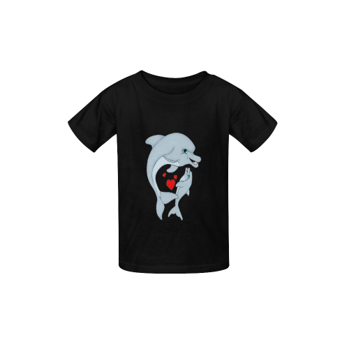 Dolphin Love Black Kid's  Classic T-shirt (Model T22)