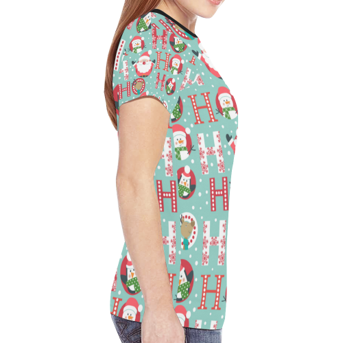 Funny Christmas HOHOHO Santa Claus Pattern New All Over Print T-shirt for Women (Model T45)