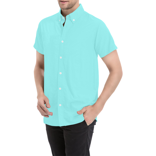 color ice blue Men's All Over Print Short Sleeve Shirt (Model T53)