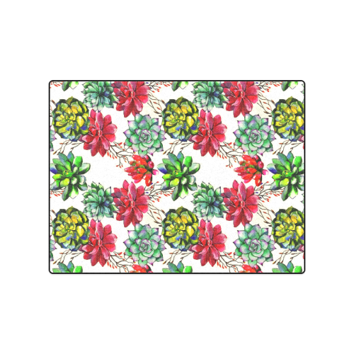 Vibrant Succulent Cactus Pattern Blanket 50"x60"