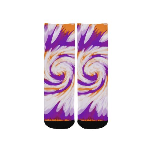 Purple Orange Tie Dye Swirl Abstract Kids' Custom Socks