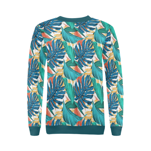 Tropical Jungle Leaves All Over Print Crewneck Sweatshirt for Women (Model H18)