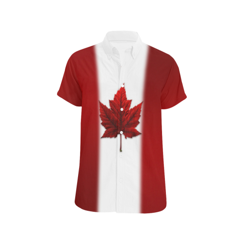 Canada Flag Plus Size Shirts Men's All Over Print Short Sleeve Shirt/Large Size (Model T53)