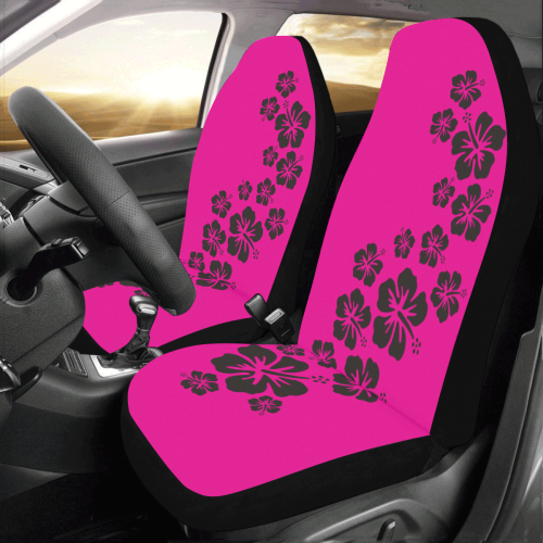 HIBISCUS aloha blossoms garland black Car Seat Covers (Set of 2)