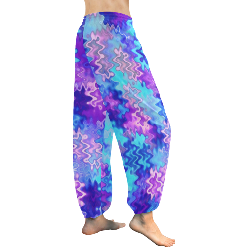 Blue Purple Marble Waves Women's All Over Print Harem Pants (Model L18)