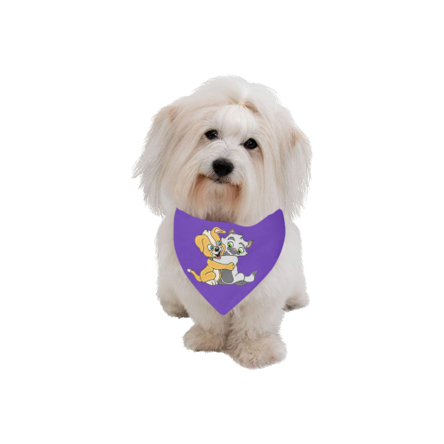 Puppy And Siamese Love Purple Pet Dog Bandana/Large Size