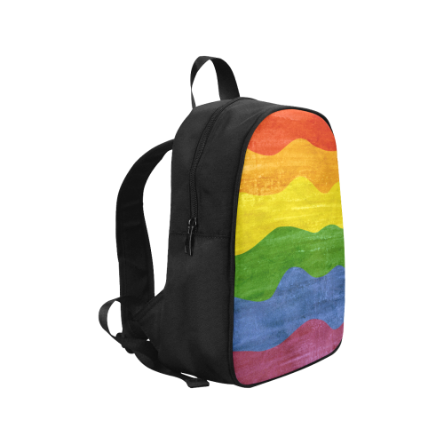 Gay Pride - Rainbow Flag Waves Stripes 3 Fabric School Backpack (Model 1682) (Medium)