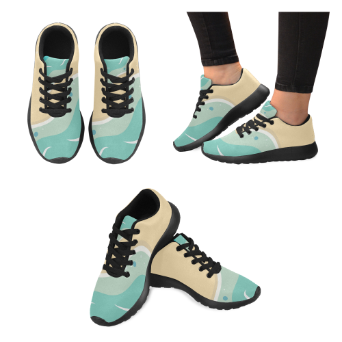 Running shoes sea blue gold Women’s Running Shoes (Model 020)