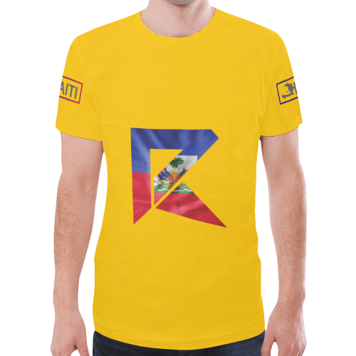 Haitian Flag Print T-shirt for Men (Yellow) New All Over Print T-shirt for Men (Model T45)