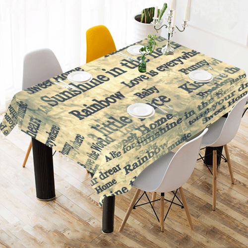 Word Popart by Nico Bielow Cotton Linen Tablecloth 60"x 84"