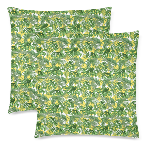 Palm Leaves Custom Zippered Pillow Cases 18"x 18" (Twin Sides) (Set of 2)