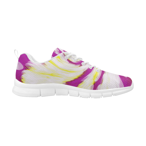 Pink Yellow Tie Dye Swirl Abstract Women's Breathable Running Shoes (Model 055)