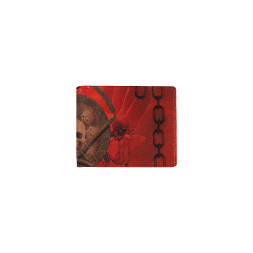 Skulls on red vintage background Mini Bifold Wallet (Model 1674)