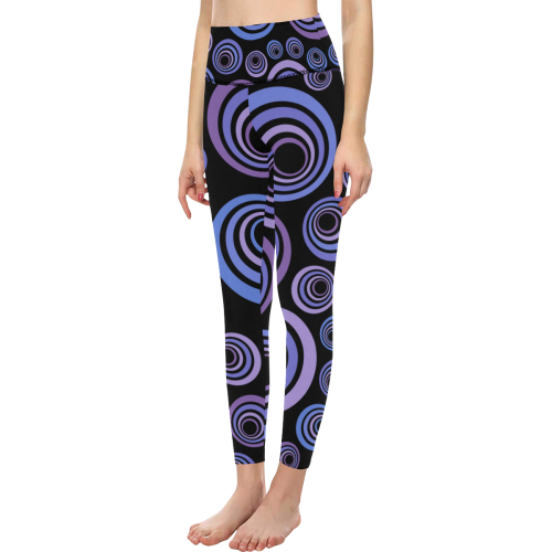 Retro Psychedelic Ultraviolet Pattern Women's All Over Print High-Waisted Leggings (Model L36)