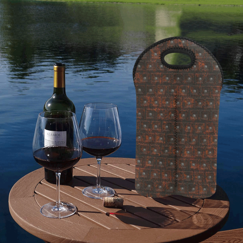 Stitched Leather 1B  by JamColors 2-Bottle Neoprene Wine Bag