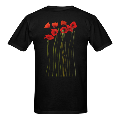 Poppies Floral Design Papaver somniferum Men's T-Shirt in USA Size (Two Sides Printing)