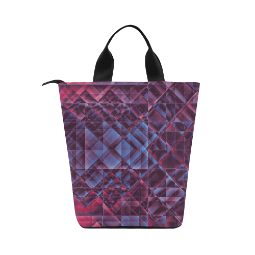 pixels blue red #pixels Nylon Lunch Tote Bag (Model 1670)