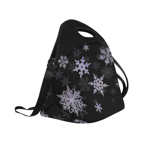 Snowflakes Blue Purple Neoprene Lunch Bag/Large (Model 1669)
