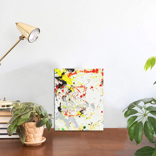 Black, Red, Yellow Paint Splatter Photo Panel for Tabletop Display 6"x8"