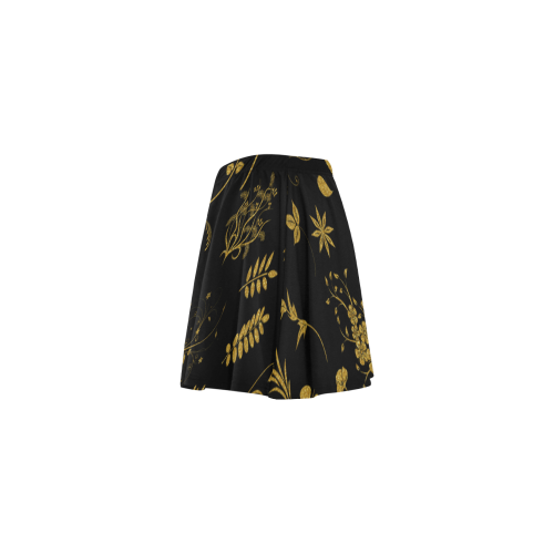 Ethno Floral Elements Pattern Gold 1 Mini Skating Skirt (Model D36)