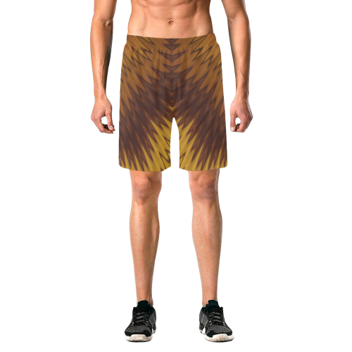 Yellow/Brown Diagonal Pattern Men's All Over Print Elastic Beach Shorts (Model L20)