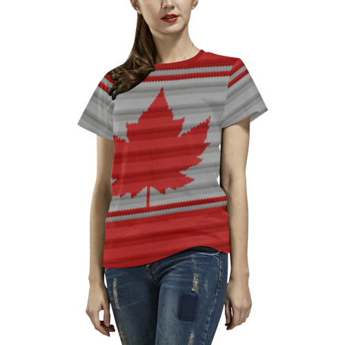 Canada T-shirts Winter Canada Plus Size Shirts All Over Print T-shirt for Women/Large Size (USA Size) (Model T40)