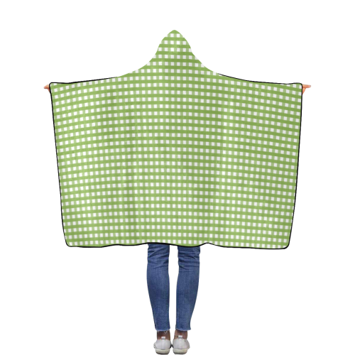 Green Gingham Flannel Hooded Blanket 40''x50''