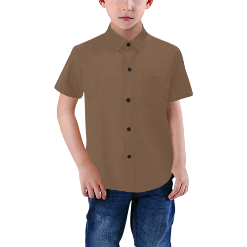 Color Solid Toffee Boys' All Over Print Short Sleeve Shirt (Model T59)