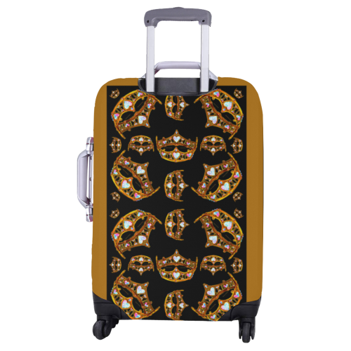 Queen of Hearts Gold Crown Tiara scattered pattern black background luggage Luggage Cover/Large 26"-28"