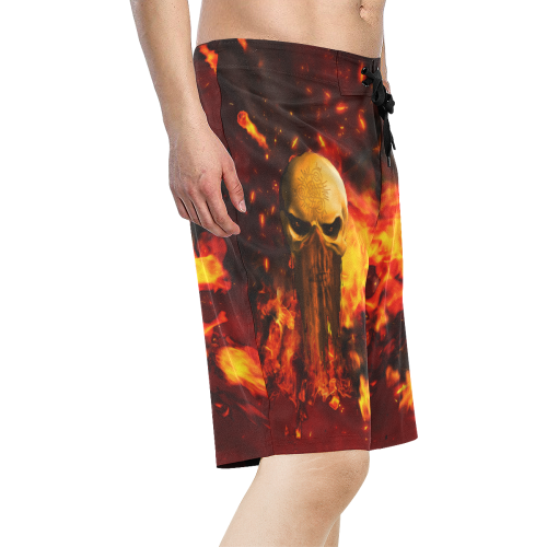 Amazing skull with fire Men's All Over Print Board Shorts (Model L16)