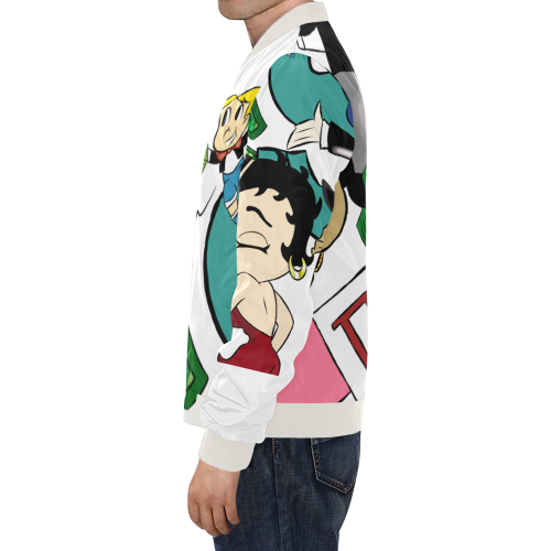 Betty Boop X Mr. Monopoly X Richie Rich Crossover All Over Print Bomber Jacket for Men/Large Size (Model H19)