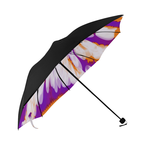 Purple Orange Tie Dye Swirl Abstract Anti-UV Foldable Umbrella (Underside Printing) (U07)