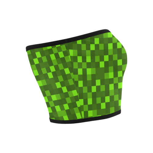 funky crazy funny light and dark green colours pixel pixels blocks gamer Bandeau Top