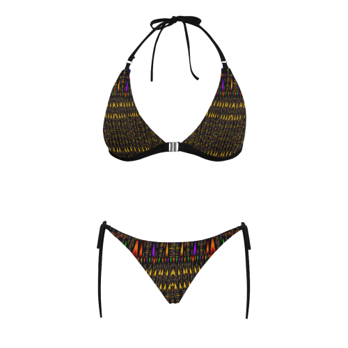 hot as candles and fireworks in warm flames Buckle Front Halter Bikini Swimsuit (Model S08)