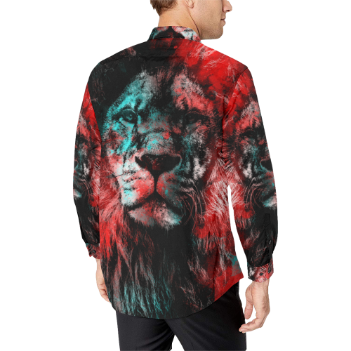 lion jbjart #lion Men's All Over Print Casual Dress Shirt (Model T61)