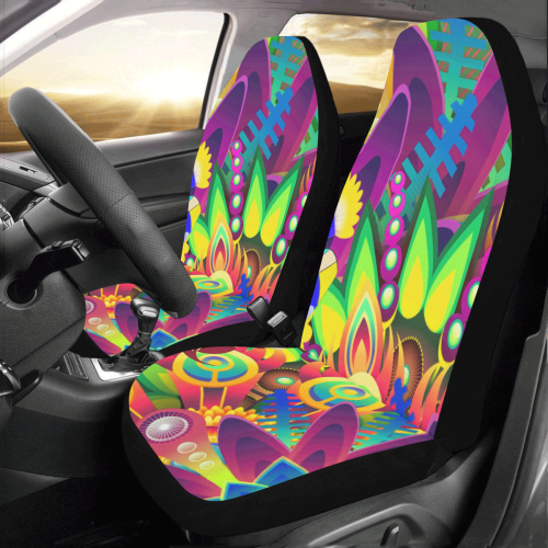 Abstract Pop Neon Fantasy Car Seat Covers (Set of 2)