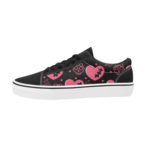 Hearts_Shoes_Lowtops Women's Low Top Skateboarding Shoes/Large (Model E001-2)